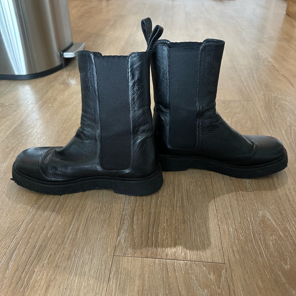 STAUD black genuine leather Palamino chunky sole chelsea boots